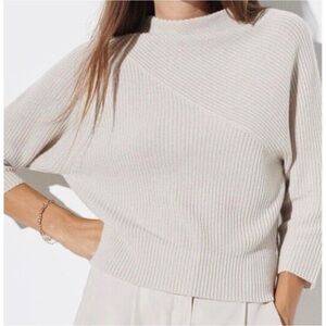 THE RESET The Fab Funnel Sweater Cream Size XS Wool Cashmere Blend